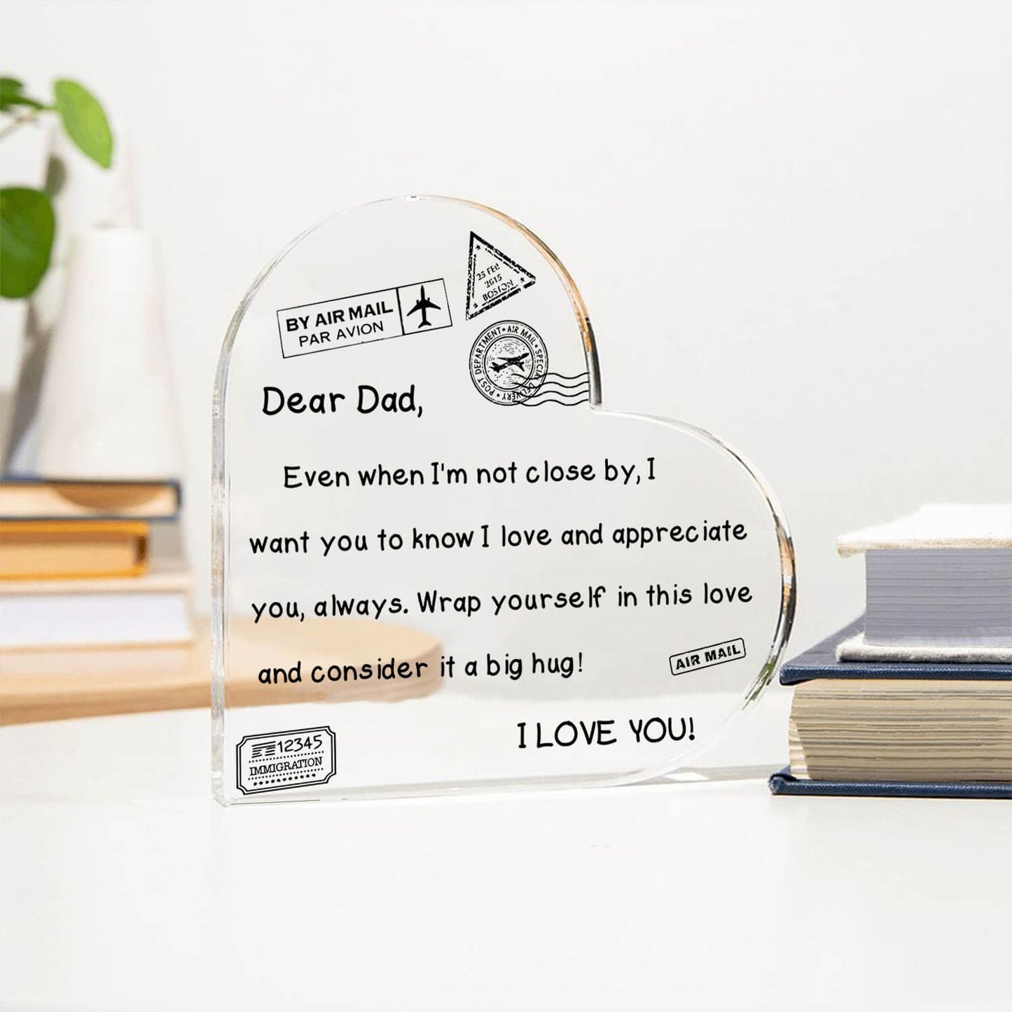 I Love You - D352 - Heart Shaped Acrylic Plaque