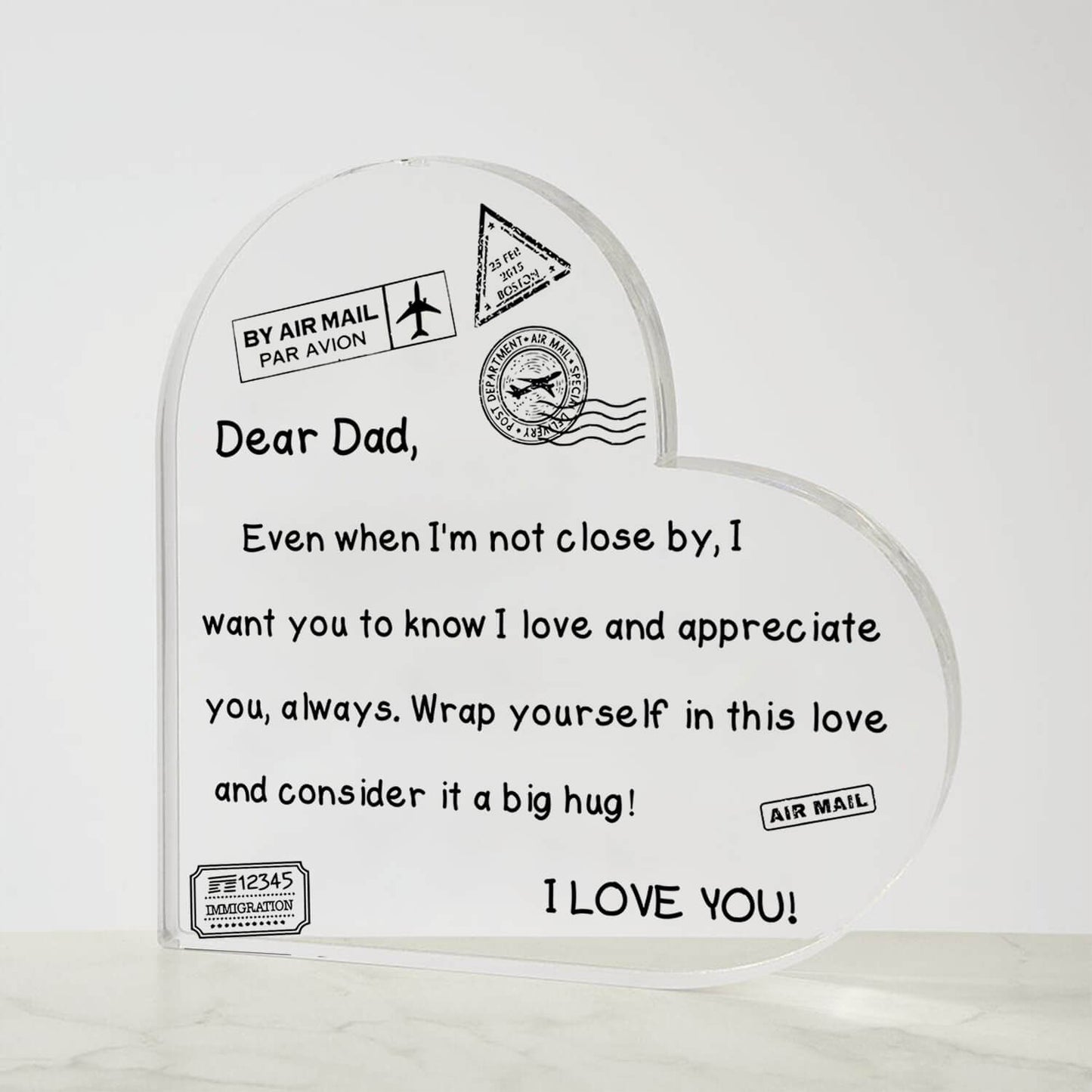 I Love You - D352 - Heart Shaped Acrylic Plaque