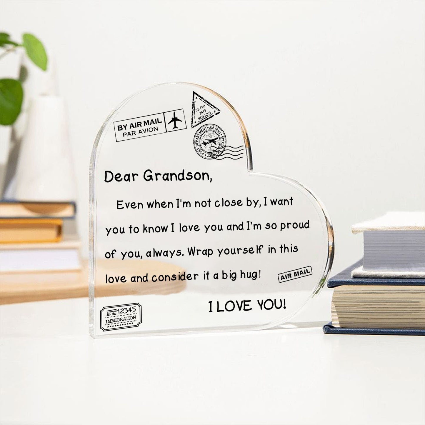 I Love You - D352 - Heart Shaped Acrylic Plaque