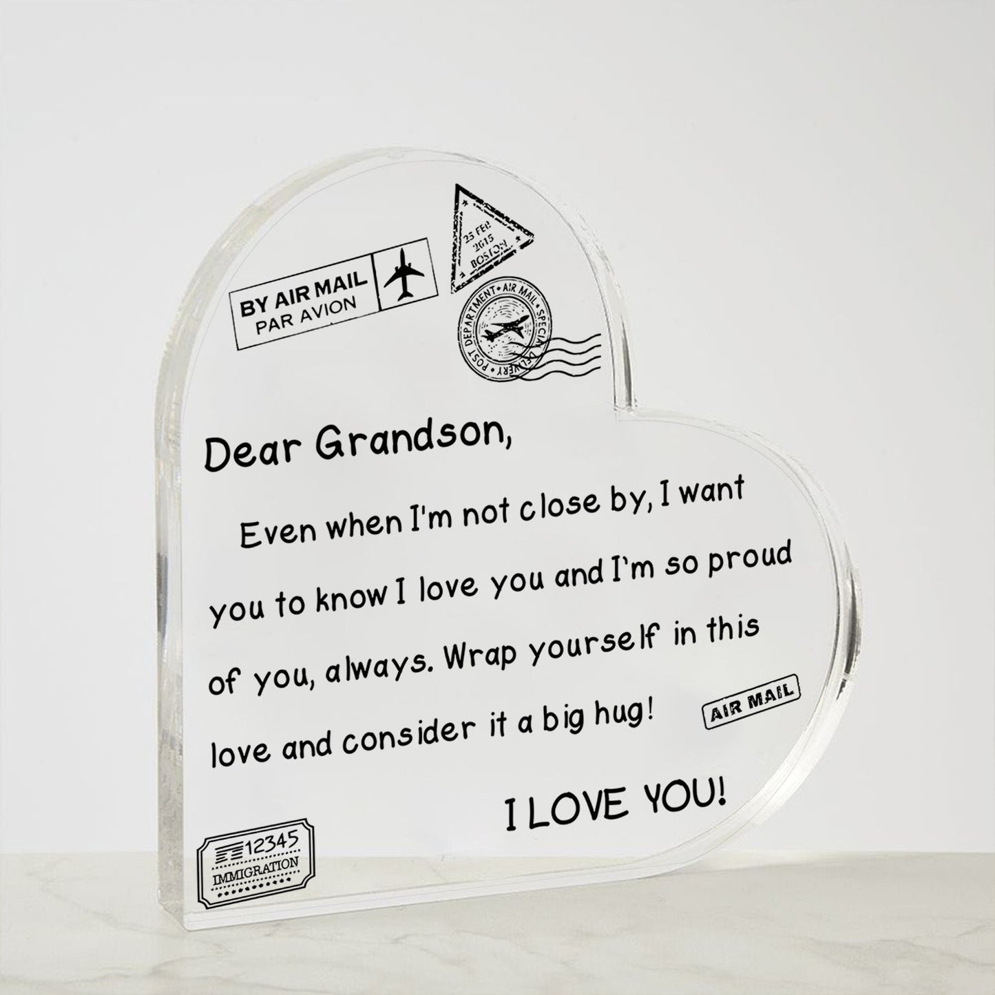 I Love You - D352 - Heart Shaped Acrylic Plaque