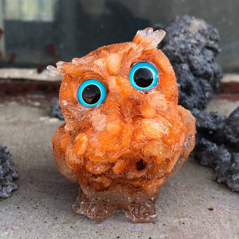 Egg Yolk Stone 2 - Handmade Natural Crystal Gemstone Owl