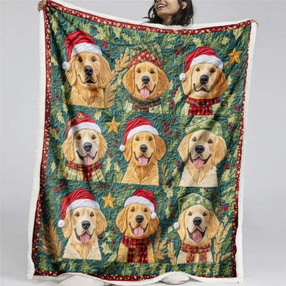 Christmas Golden Retrievers Blanket - F595 - Premium Blanket