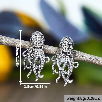 Vintage Gothic Punk Octopus Earrings 🐙