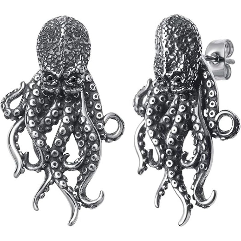 Vintage Gothic Punk Octopus Earrings 🐙