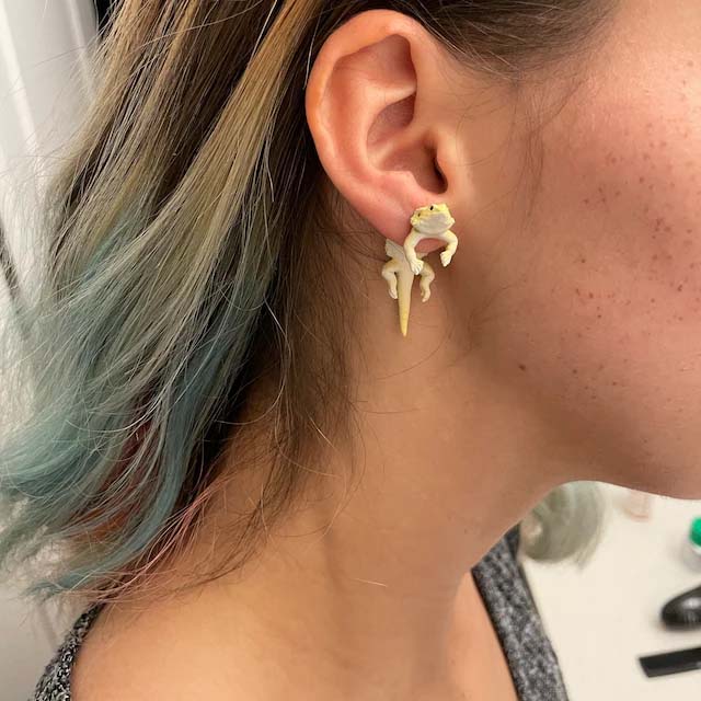 3D Lizard Earrings - Punk Gothic Style 🦎