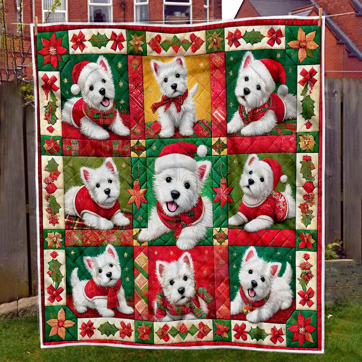 West Highland White Terrier Christmas Blanket - H181 - Premium Blanket