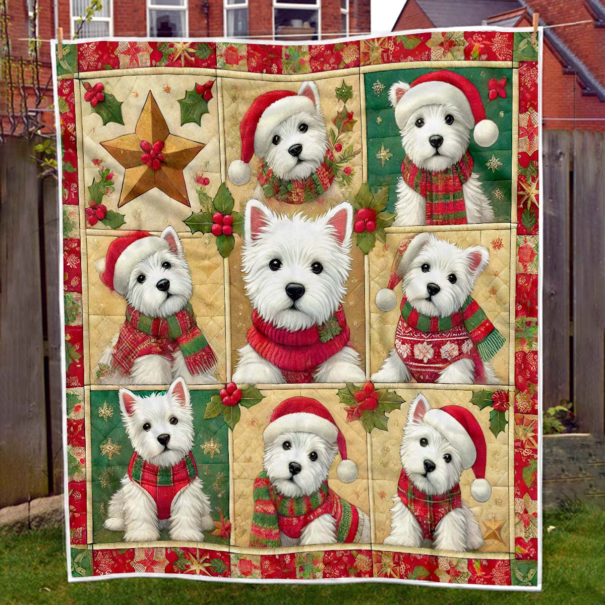 West Highland White Terrier Christmas Blanket - H183 - Premium Blanket