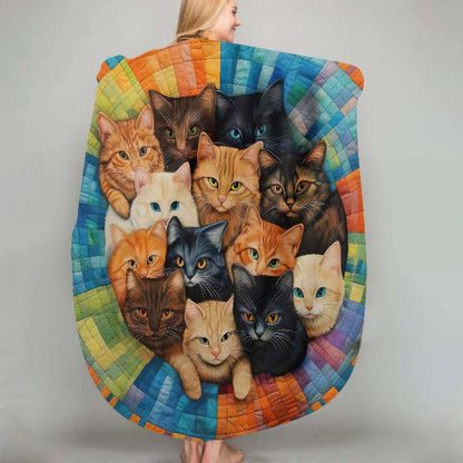 Whirling Cats Round Dream Blanket - H214 - Premium Blanket