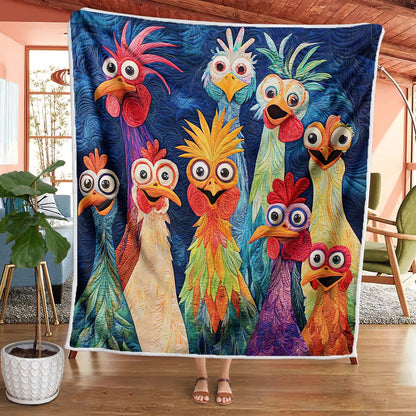 Whimsical Chickens Blanket - H216 - Premium Blanket