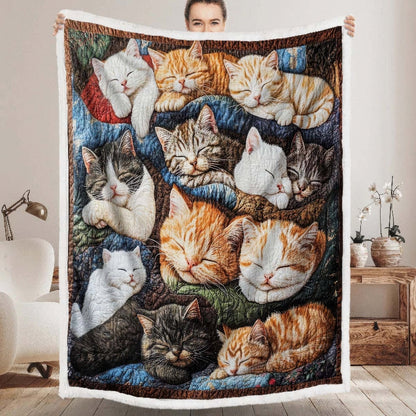 Slumbering Kitties Blanket - H220 - Premium Blanket