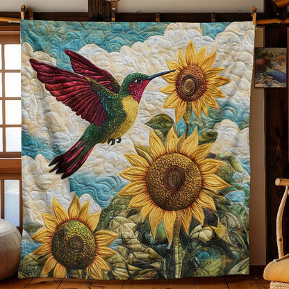 Sunflower Bliss Hummingbird Blanket - H239 - Premium Blanket