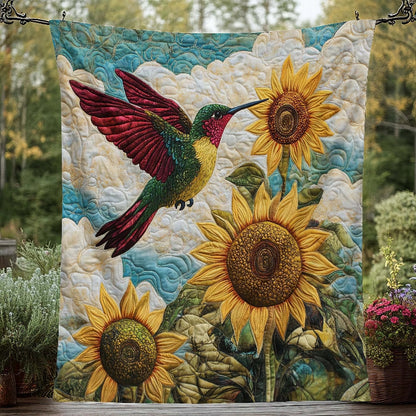 Sunflower Bliss Hummingbird Blanket - H239 - Premium Blanket