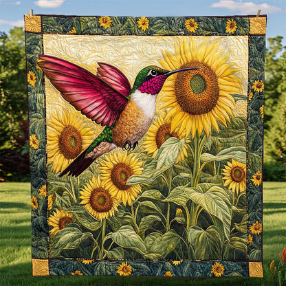 Sunflower Bliss Hummingbird Blanket - H240 - Premium Blanket