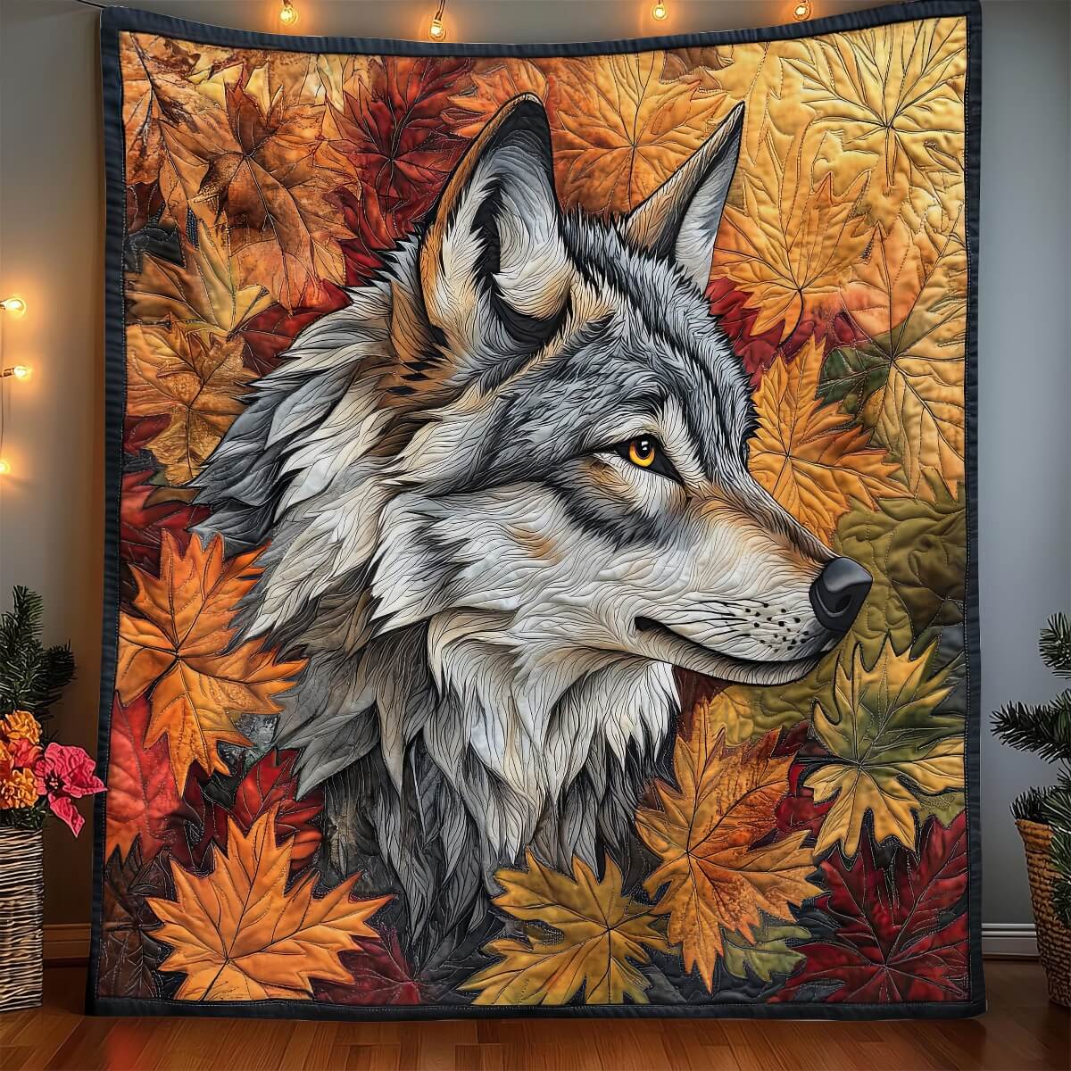 The Autumn Vintage Wolf Blanket - H278 - Premium Blanket