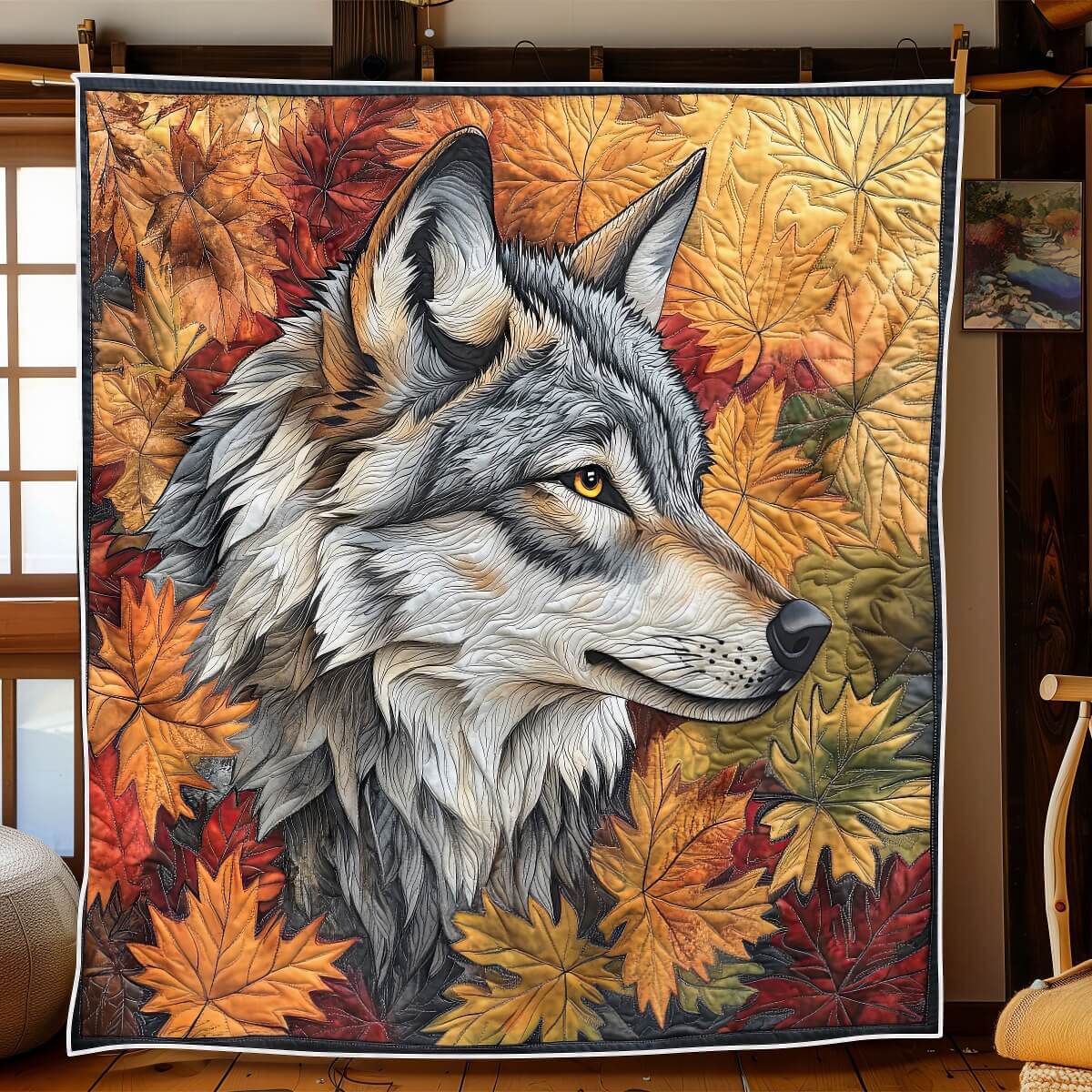 The Autumn Vintage Wolf Blanket - H278 - Premium Blanket