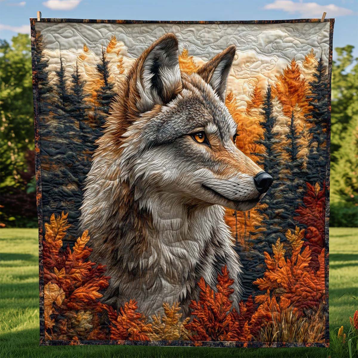 The Autumn Vintage Wolf Blanket - H280 - Premium Blanket