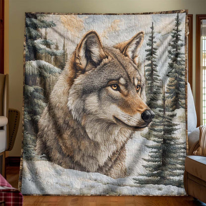 The Silent Snowbound Wolf Blanket - H281 - Premium Blanket