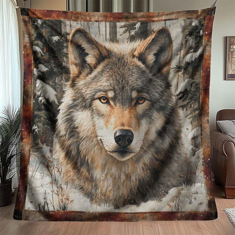 The Silent Snowbound Wolf Blanket - H282 - Premium Blanket