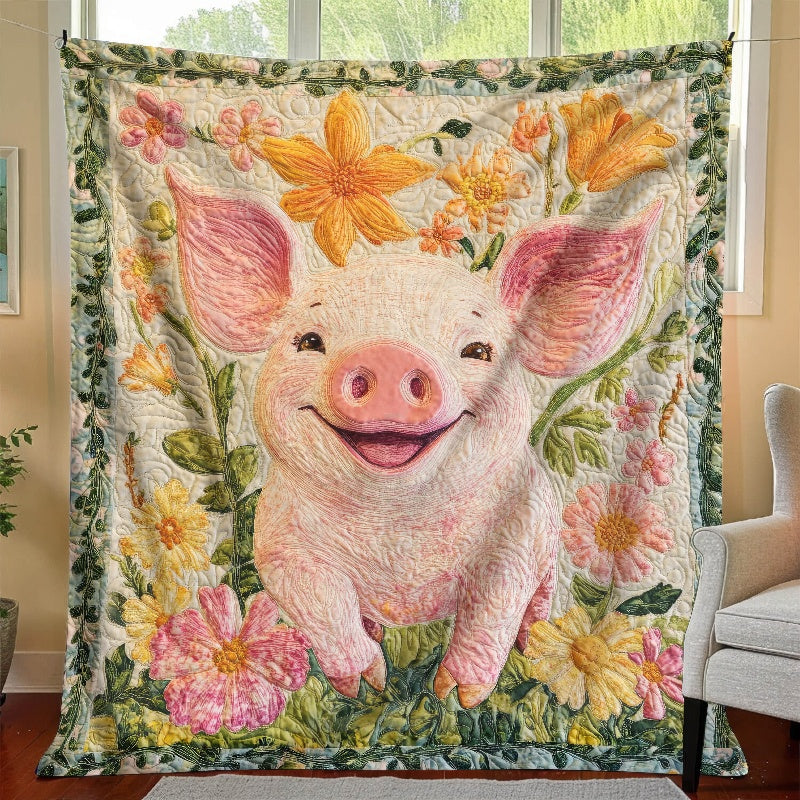 Smiling Pink Piggy Blanket - H298 - Premium Blanket