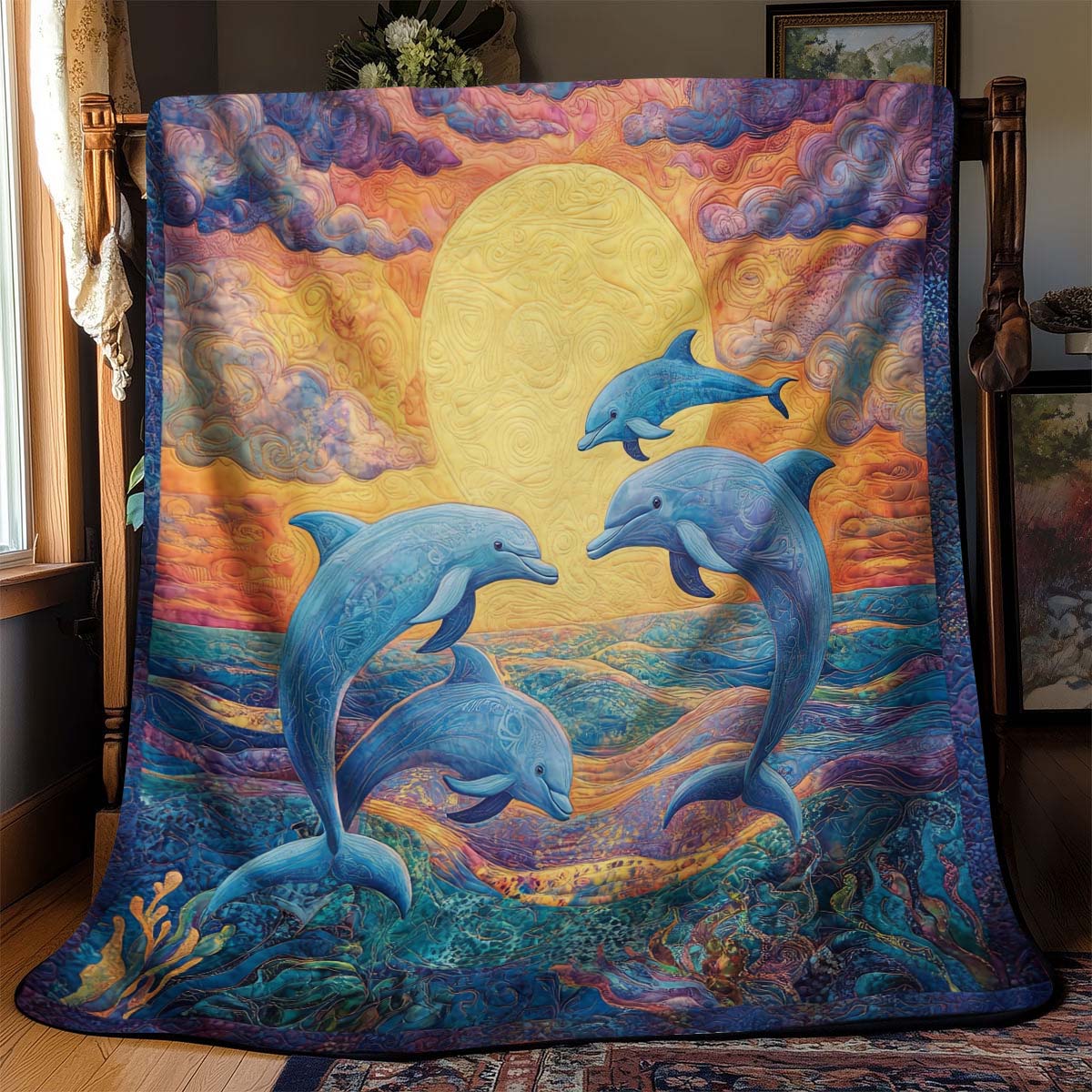 Horizon Jump Dolphins Blanket - H302 - Premium Blanket