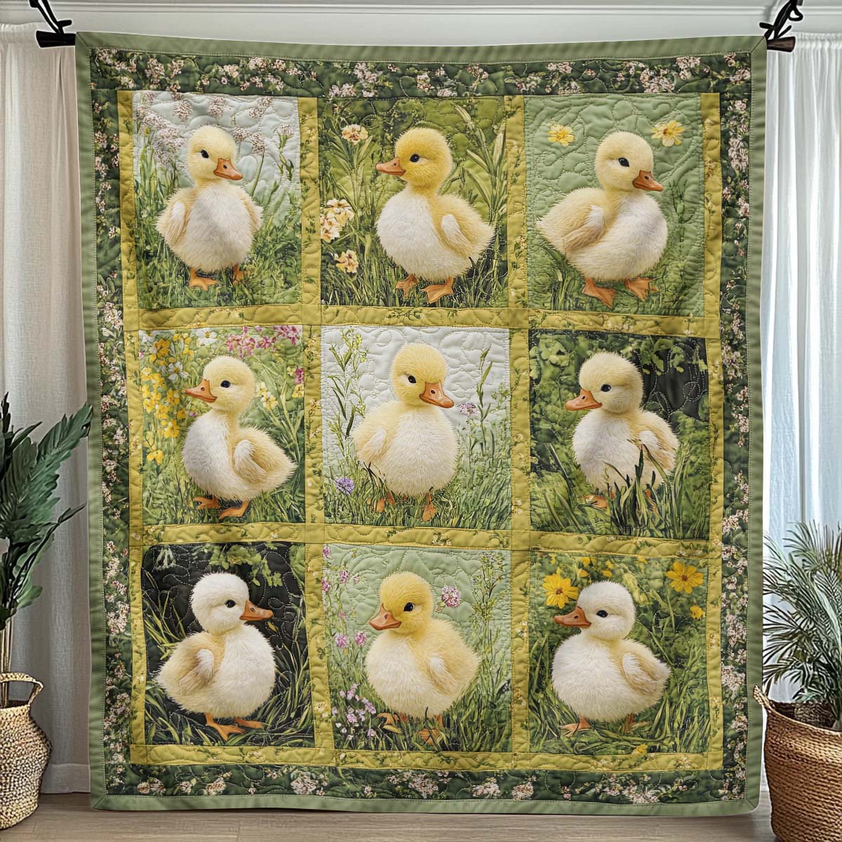 Springtime Duckling Delight Blanket - H303 - Premium Blanket