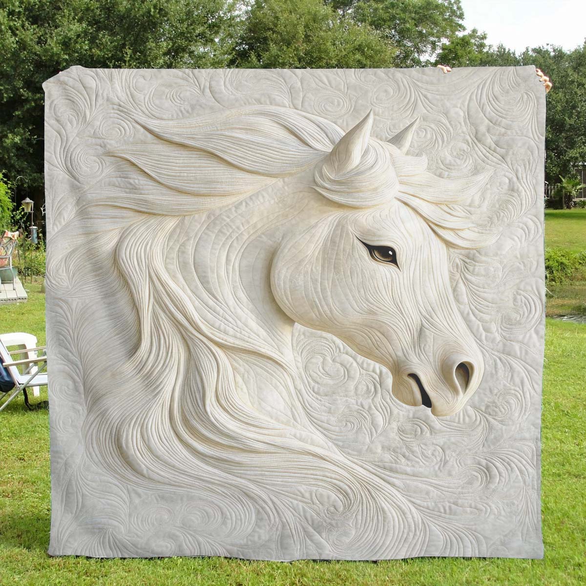 Graceful White Horse Blanket - H311 - Premium Blanket