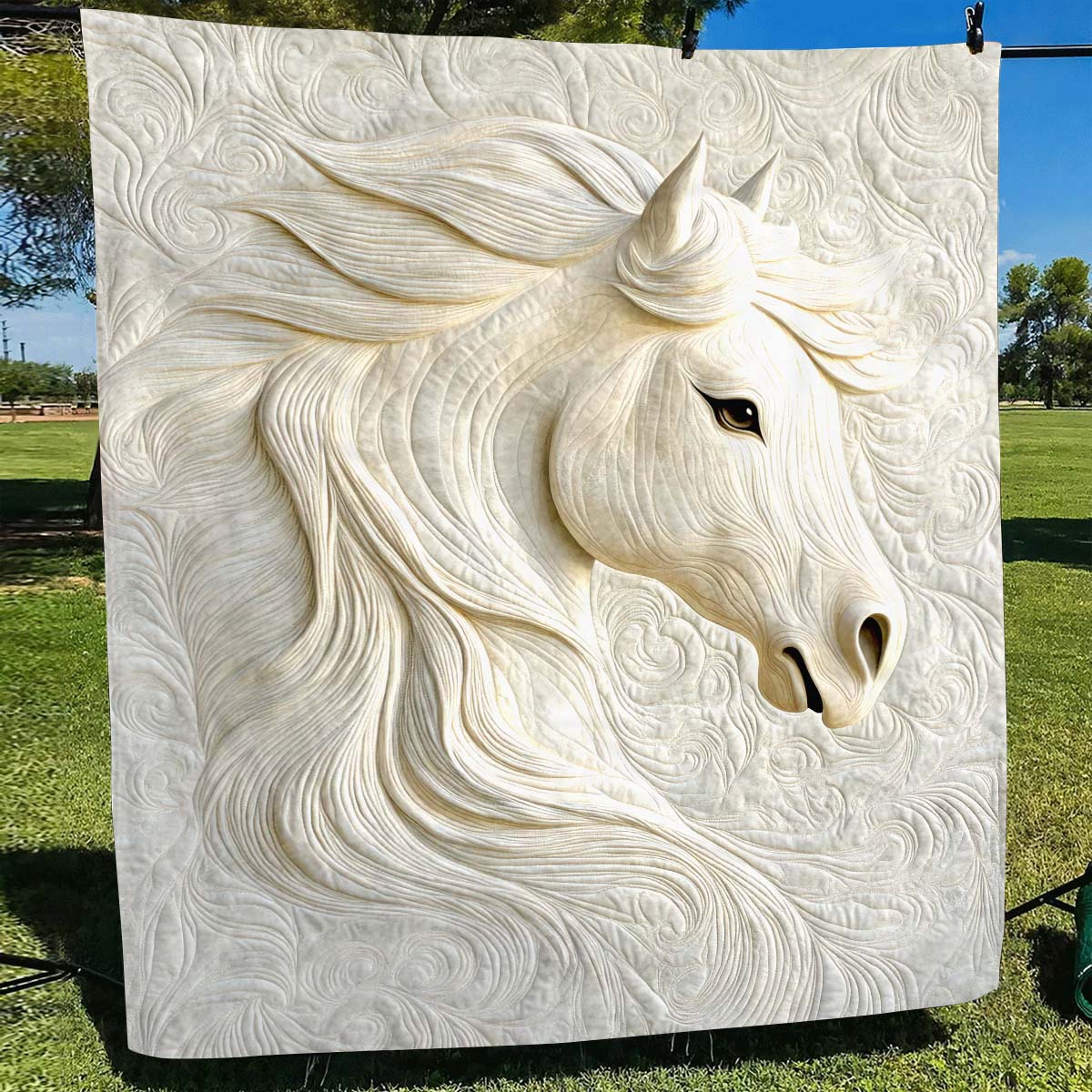 Graceful White Horse Blanket - H311 - Premium Blanket