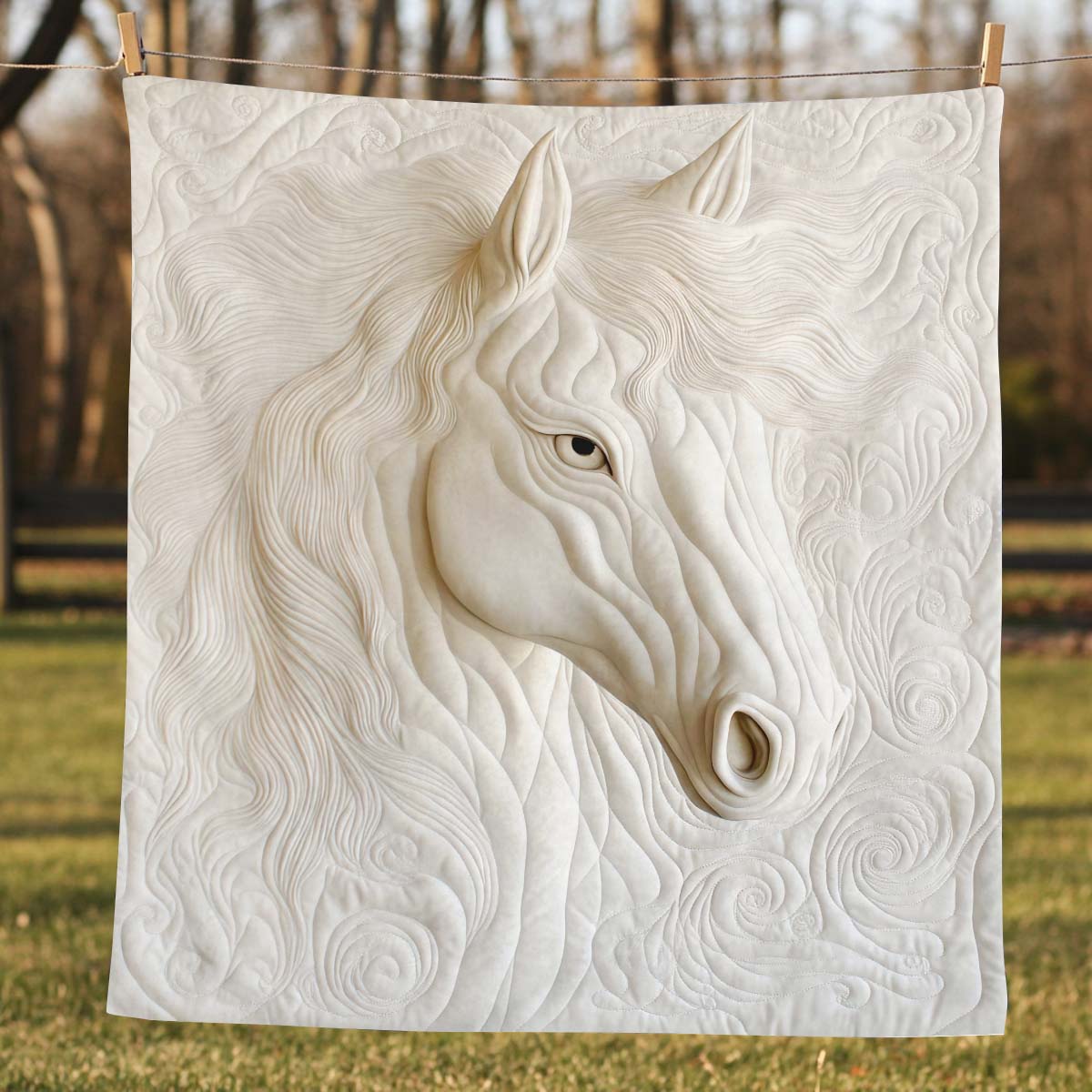 Graceful White Horse Blanket - H312 - Premium Blanket