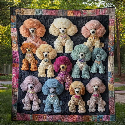 Whimsical Poodle Blanket - H329 - Premium Blanket