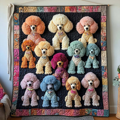 Whimsical Poodle Blanket - H329 - Premium Blanket