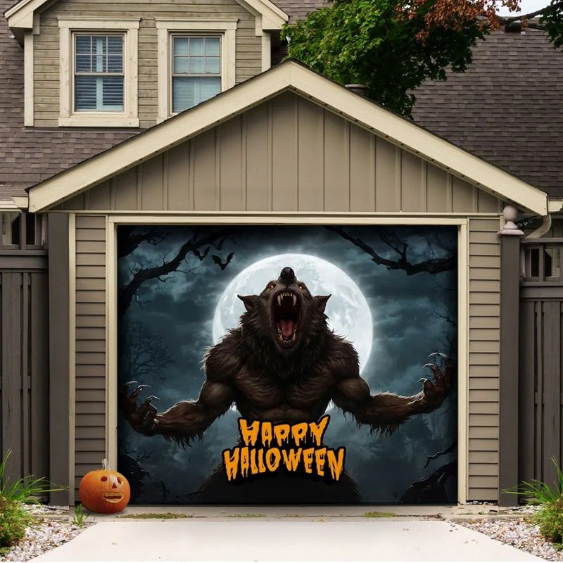 Werewolf Scene Halloween Garage Door Covers HC010