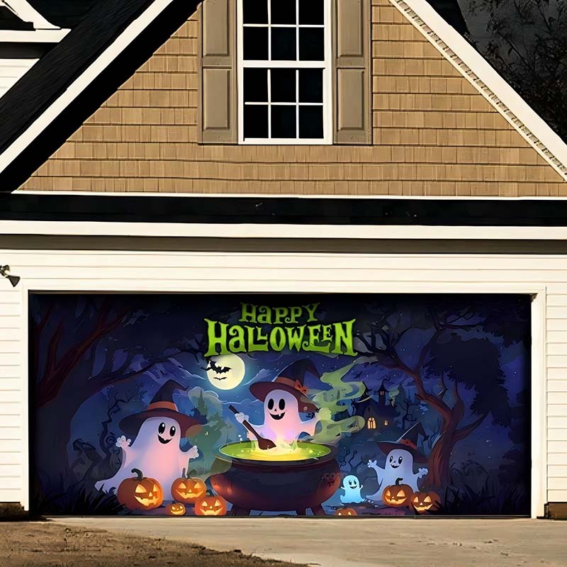 Cute Ghosts Halloween Garage Door Covers HC013