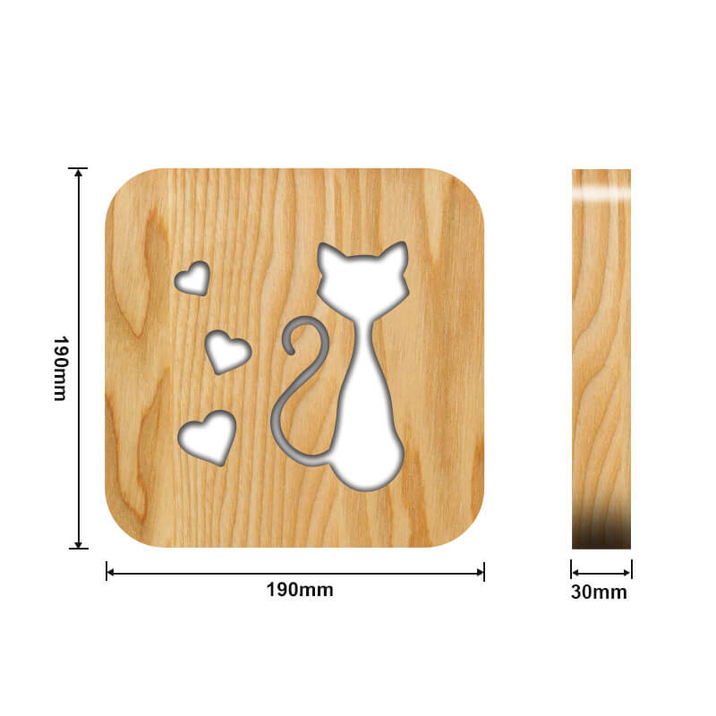 Love Cat Wooden Decorative Light