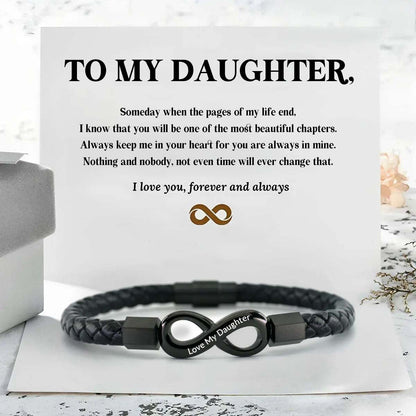 Love My Daughter - I Love You Forever And Always - Infinity Leather Bracelet