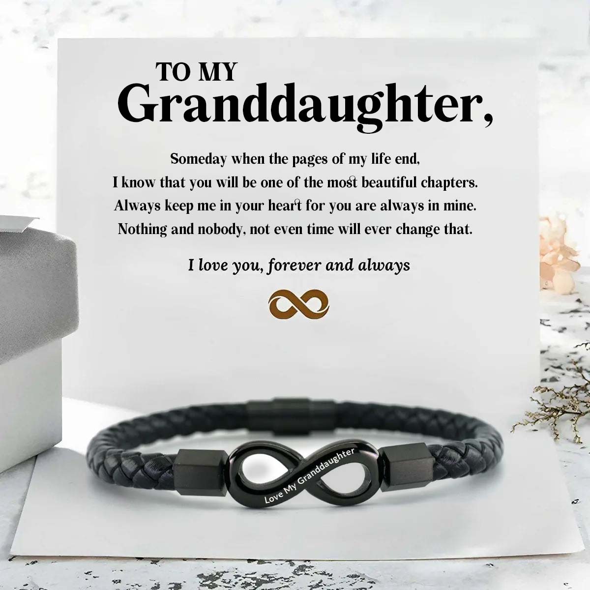 Love My Granddaughter - I Love You Forever And Always - Infinity Leather Bracelet