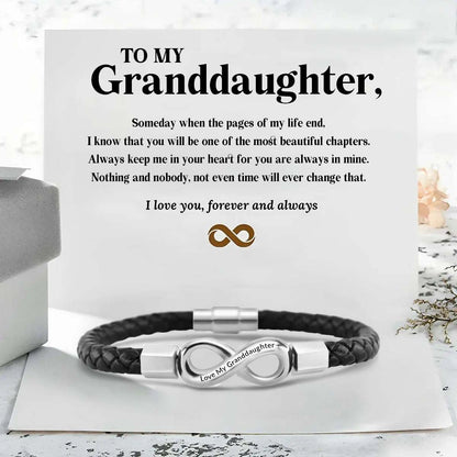 Love My Granddaughter - I Love You Forever And Always - Infinity Leather Bracelet