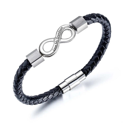 Love My Grandson - I Love You Forever And Always - Infinity Leather Bracelet