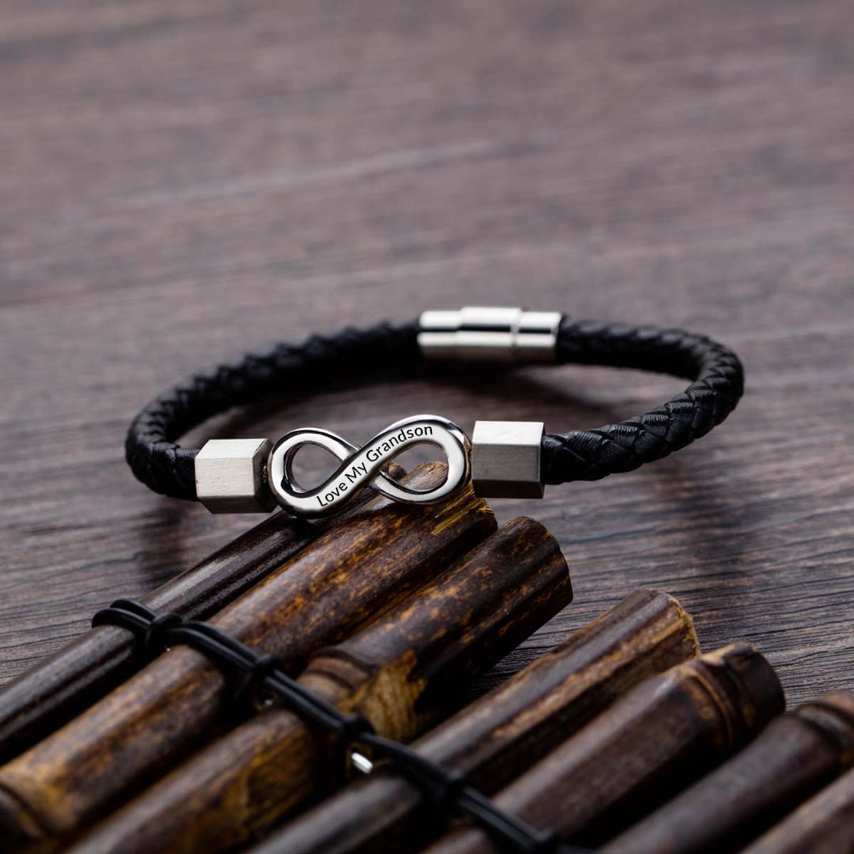 Love My Grandson - I Love You Forever And Always - Infinity Leather Bracelet