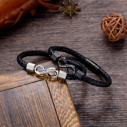 Love My Grandson - I Love You Forever And Always - Infinity Leather Bracelet