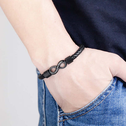 Love My Son - I Love You Forever And Always - Infinity Leather Bracelet