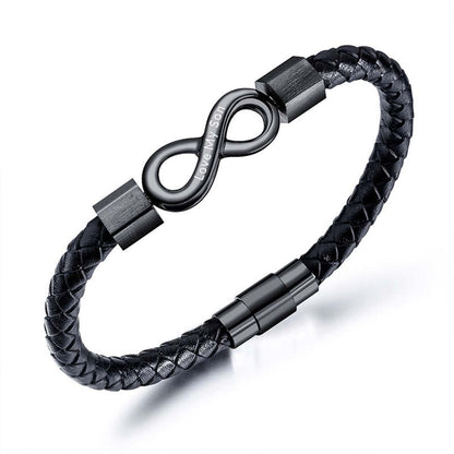 Love My Son - I Love You Forever And Always - Infinity Leather Bracelet