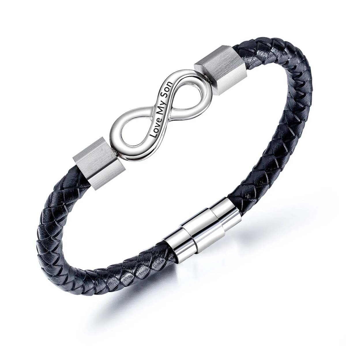 Love My Son - I Love You Forever And Always - Infinity Leather Bracelet