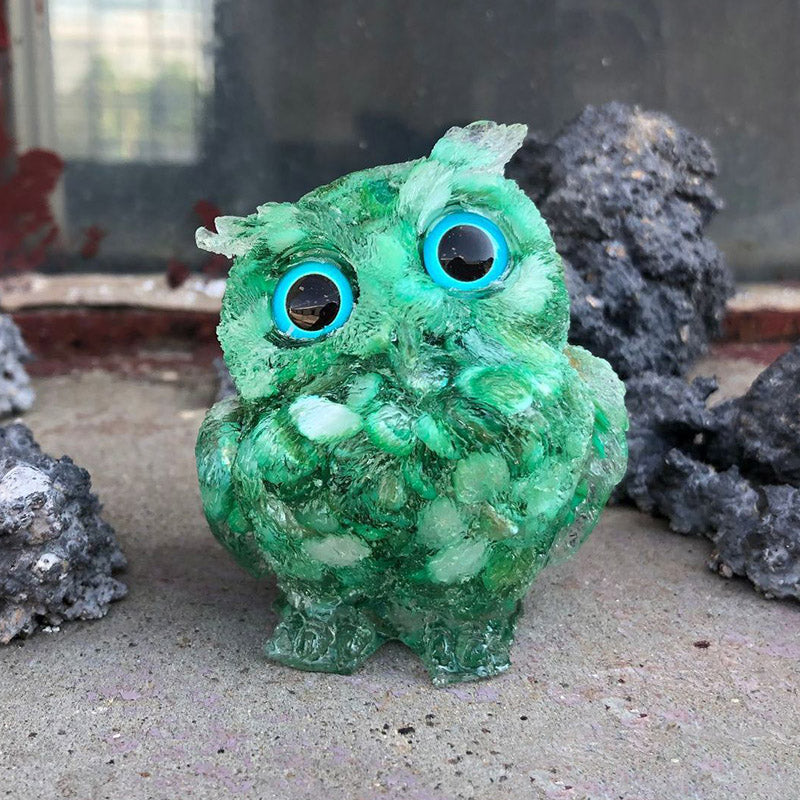 Malachite - Handmade Natural Crystal Gemstone Owl