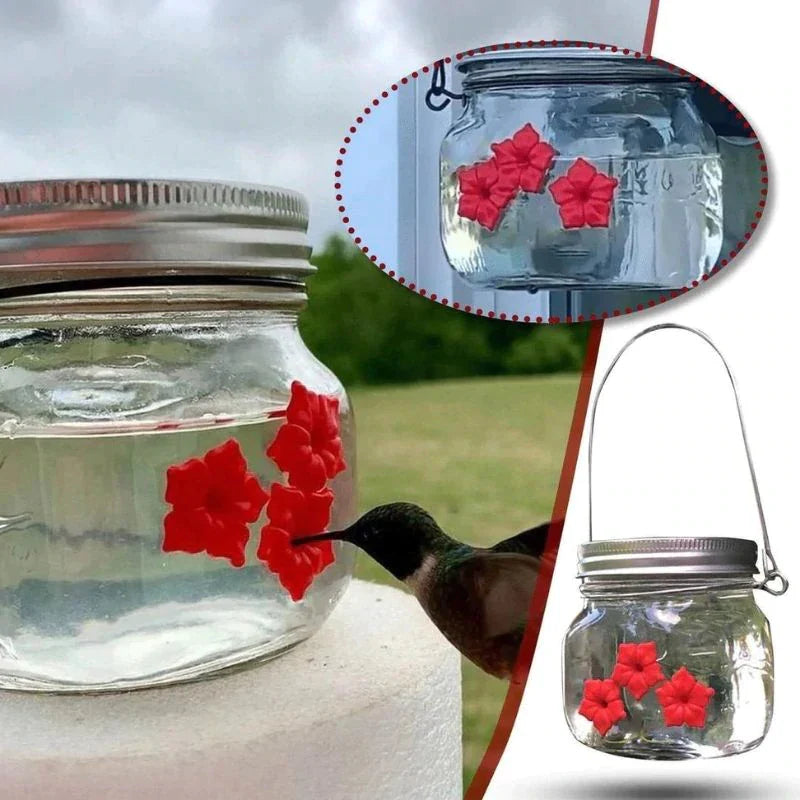 Beautiful Mason Jar Hummingbird Feeder with Three Ports