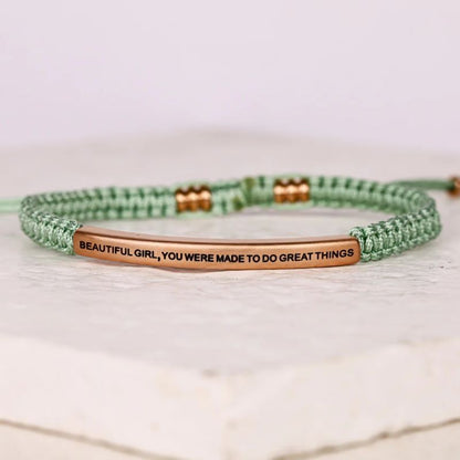 Beautiful Girl You Were Made To Do Great Things - Rope Bracelet