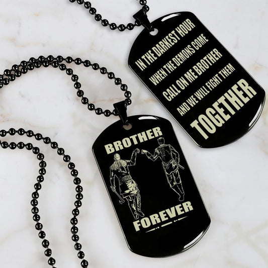 Viking Engraved Black Dog Tag - Double Sided Brother Forever Gift