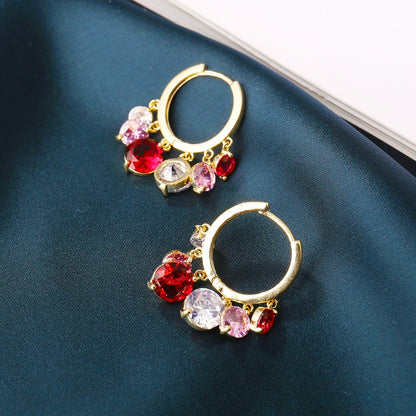 Shiny Colorful Zircon Drop Hoops