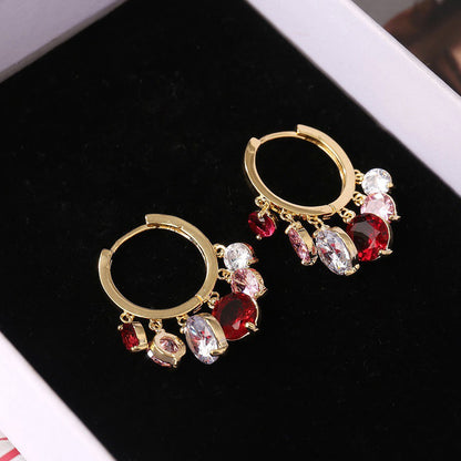 Shiny Colorful Zircon Drop Hoops