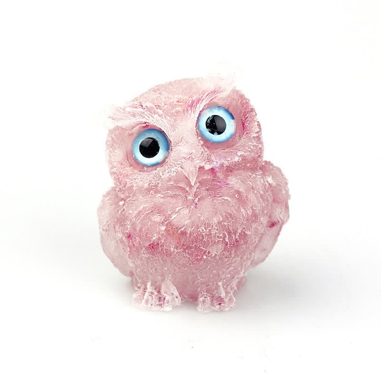 Rose Quartz - Handmade Natural Crystal Gemstone Owl