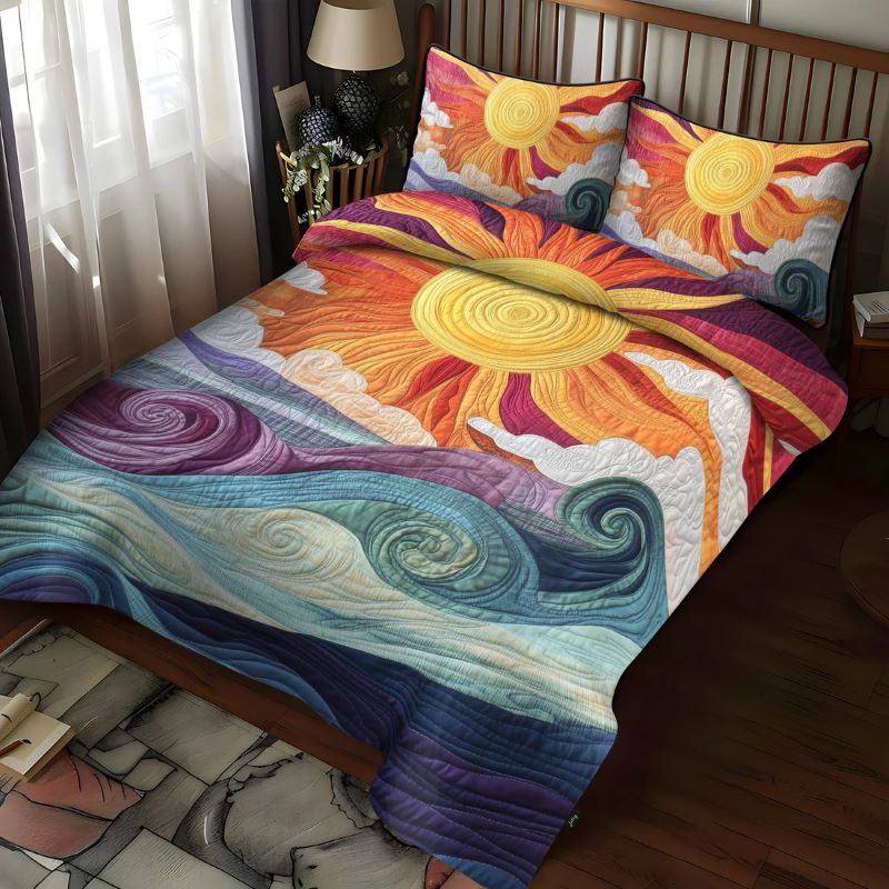 Sunburst Delight 3-Piece Quilted Bedding Set